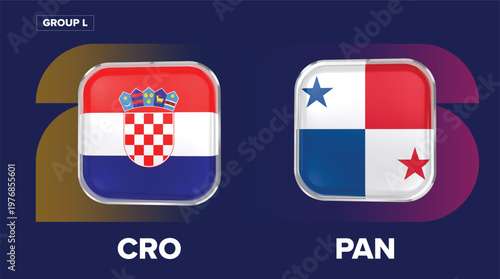 Croatia vs Panama - Group L Football Rivalry with National Flags