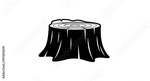 Tree Stump with Visible Rings Illustration.