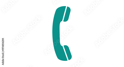 Teal Landline Telephone Receiver Icon Illustration.