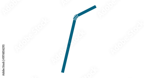Blue Reusable Plastic Drinking Straw Isolated.