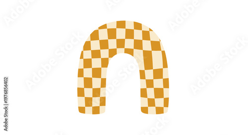 Orange Checkered Archway Pattern Design Element.