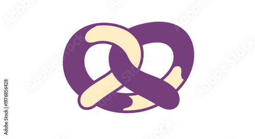 Purple Pretzel Illustration on White Background.