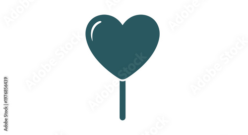 Heart Shaped Lollipop Icon Illustration.