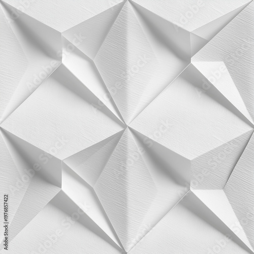 Seamless origami folded paper texture geometric creases background isolated.