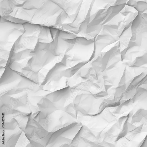 Seamless heavily crushed paper ball texture deep folds background.