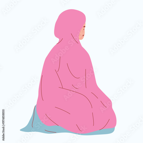 Illustration of an Muslimah Shalat salam