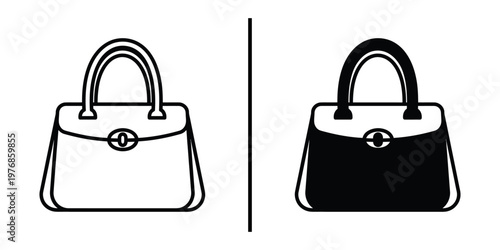 Classic woman handbag icon set for fashion accessories and retail shopping concept.