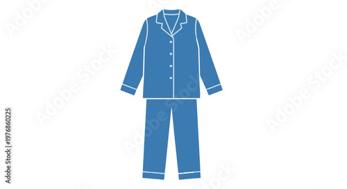 Blue Pajama Set with White Trim.