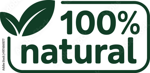A green logo with a leaf and the words 100 percent natural