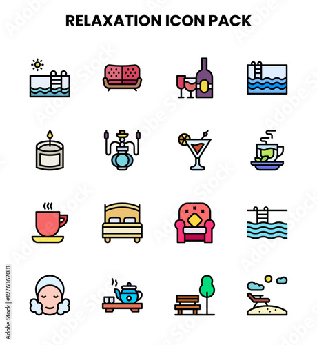 Relaxation Lineal Color Bundle Icons Pack