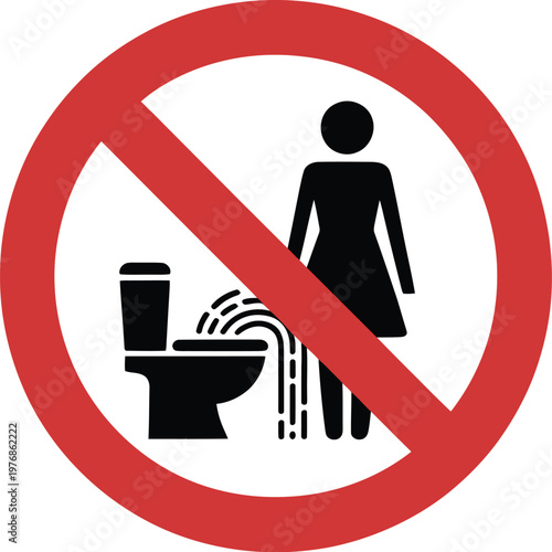 A sign indicating that urination is not allowed in public toilets