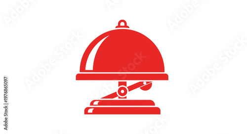 Red Serving Dome Cloche Icon Illustration.