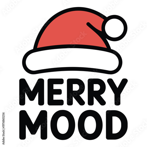 Red santa claus hat with merry mood text santa hat