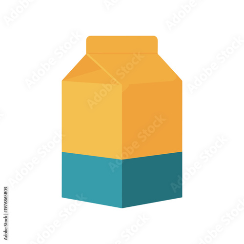 Milk carton icon flat design illustration of beverage container for dairy products like milk or juice, perfect for grocery store, kitchen, or breakfast concepts.