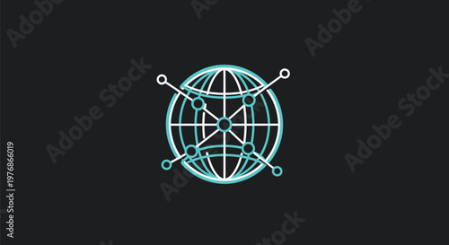 Digital Globe with Connecting Nodes Representing Global Network.