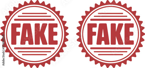 Two red fake stamps on a white background indicating forgery