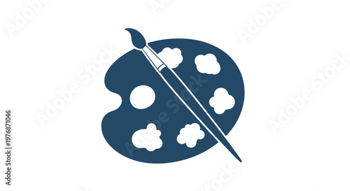 Paintbrush on Artist Palette with Paint.