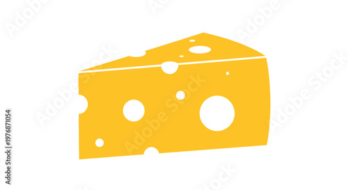 Yellow Cheese Wedge with Holes Illustration.