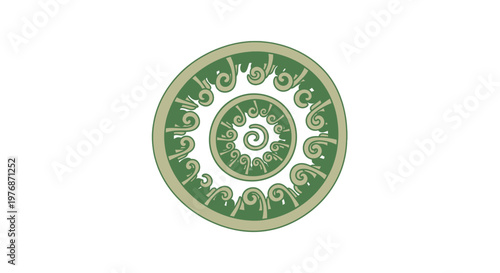 Green Ceramic Plate with Floral Design.