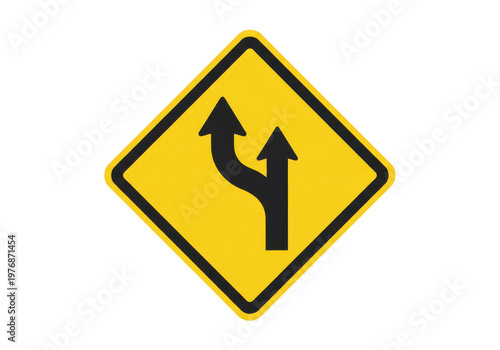 Road sign showing diverging path arrow illustration