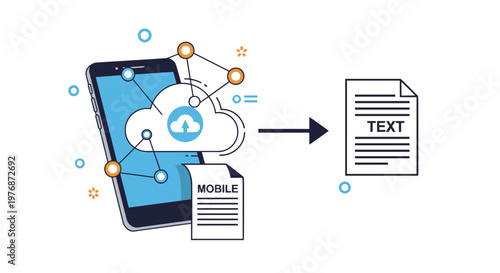 Mobile phone uses cloud technology to sync and transfer digital data into a formatted text document.