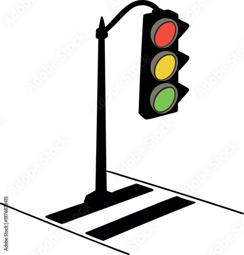 Traffic light flat icon on isolated white transparent background