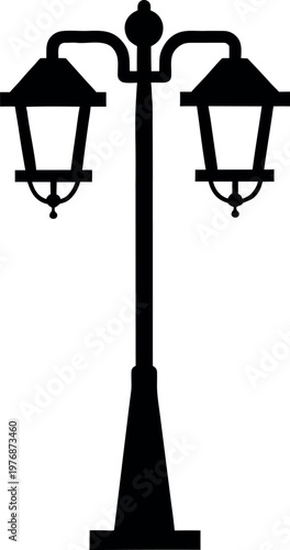 Street lamp icon, Minimal urban streetlight silhouette collection