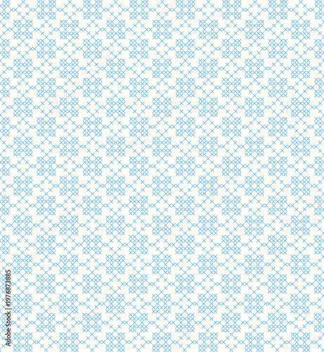 Seamless Cross Stitch Pattern Blue Minimal Embroidery Background Baby Textile Scandinavian Style Vector