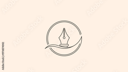 Elegant Pen Nib Logo Design with a Curved Line Element.