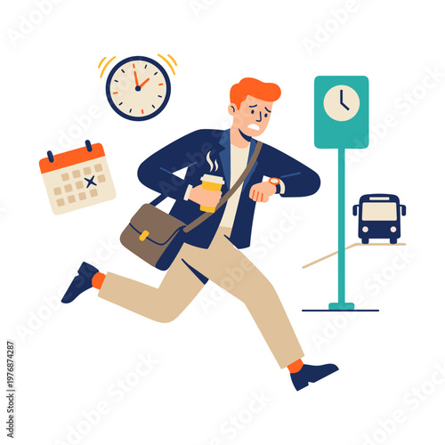 Illustration of a Running Late