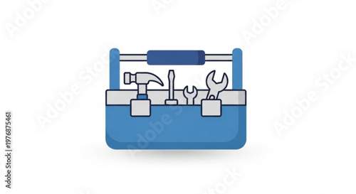 Blue toolbox with assorted tools illustration