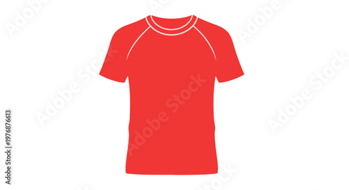 Red T Shirt with White Stitching.