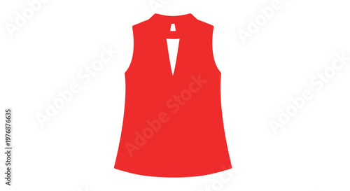 Red Sleeveless Blouse with Keyhole Detail.