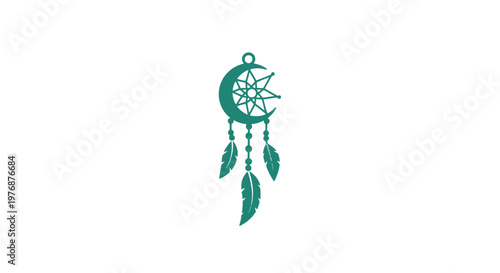 Green Dreamcatcher with Feathers and Beads.