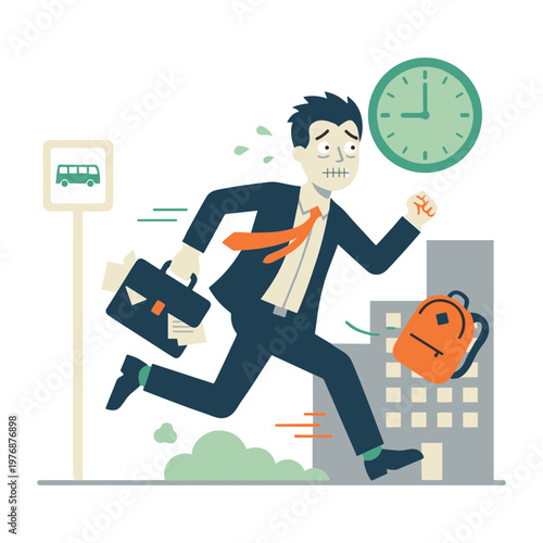 Illustration of a Running Late
