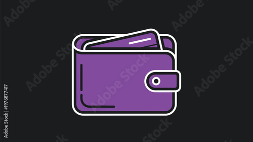 Purple Wallet with Credit Card - Financial Transactions and Spending.
