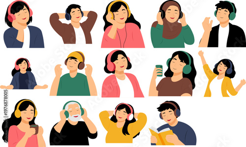 Relaxed Person Listening to Music with Headphones Illustration
