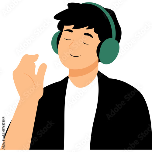Relaxed Person Listening to Music with Headphones Illustration
