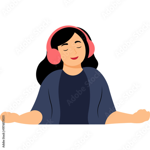 Relaxed Person Listening to Music with Headphones Illustration

