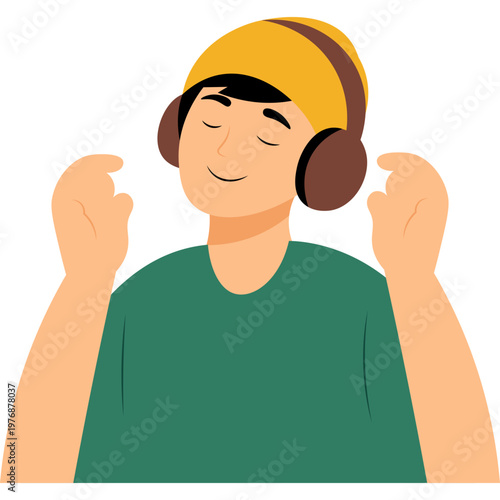Relaxed Person Listening to Music with Headphones Illustration
