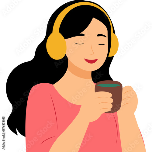 Relaxed Person Listening to Music with Headphones Illustration
