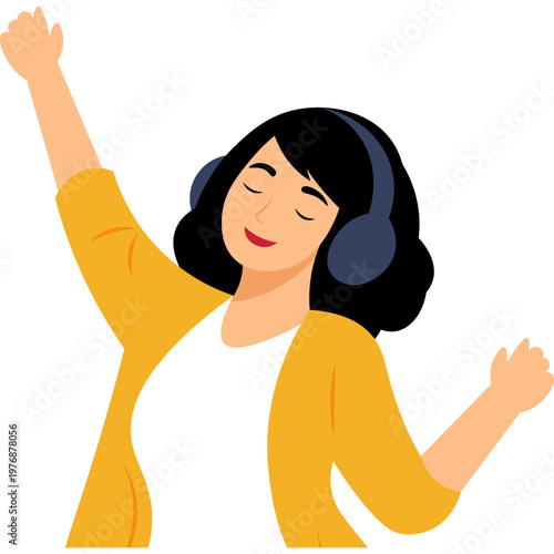 Relaxed Person Listening to Music with Headphones Illustration
