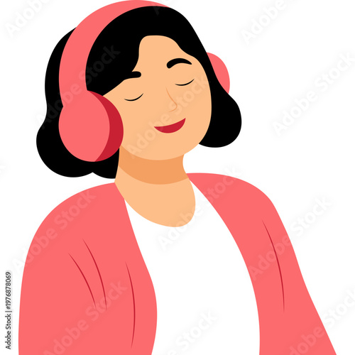 Relaxed Person Listening to Music with Headphones Illustration
