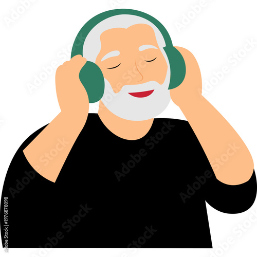 Relaxed Person Listening to Music with Headphones Illustration
