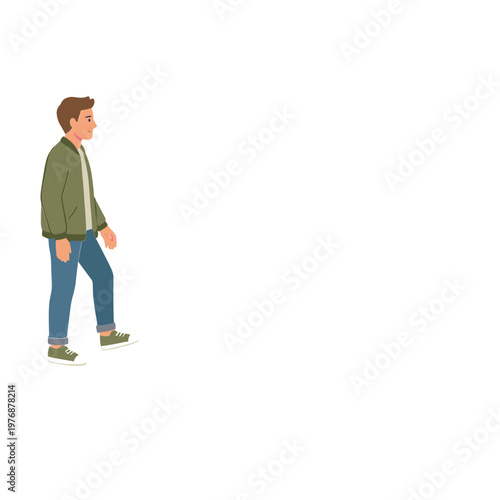 A man walks alone on a path through an empty landscape.