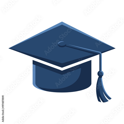 A blue graduation cap with a tassel, symbolizing academic achievement and the culmination of an educational journey.