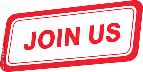 Red Join Us Sticker Stamp Vector Isolated on White Background