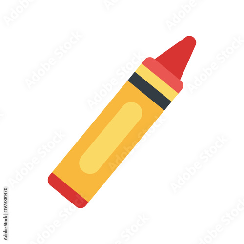 Single red and yellow crayon vector illustration isolated on white background artistic drawing tool for children art and education simple art supply.