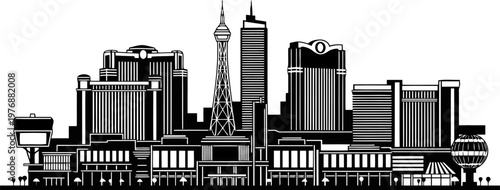 Casino skyline and  casino buildings silhouette.