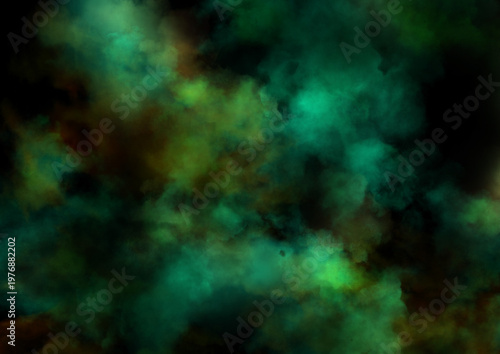 暗い背景に緑のモヤモヤした背景画像